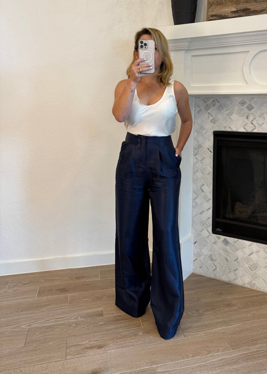 Blue Hight Waist Wide Pant