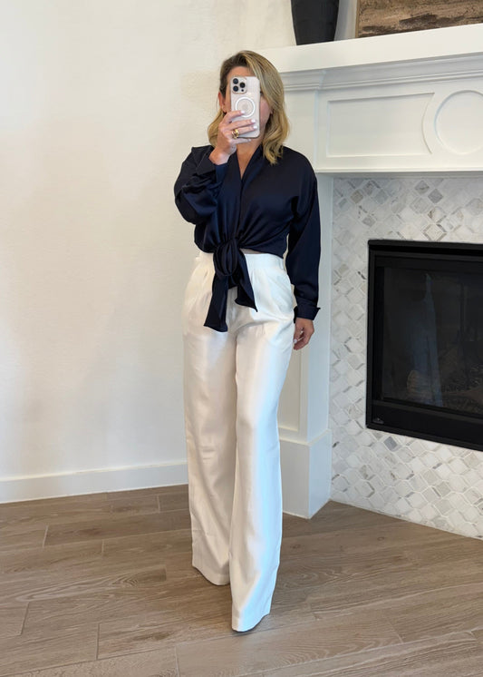 Blue Tie Crop Top
