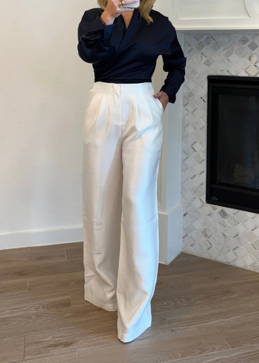 White Hight Waist Wide Pant