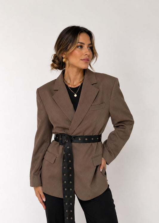 Oversized Tailored Blazer (Mocha Brown).