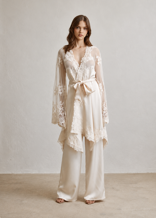 Ivory Satin & Lace Set