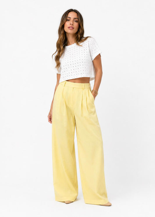 Yellow Linen Wide Pants