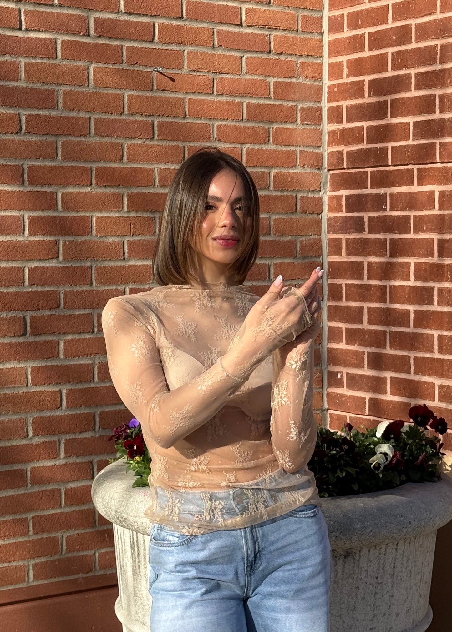 Gold Mesh Lace Top