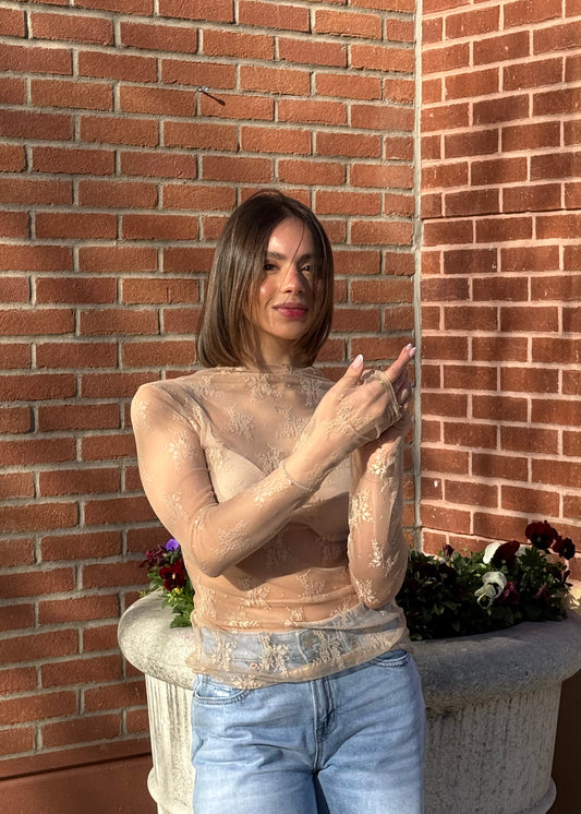 Gold Mesh Lace Top