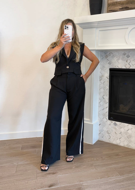 Black Vest Pant Set