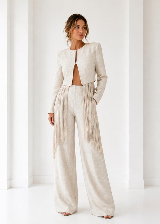 Linen Set with Fringe