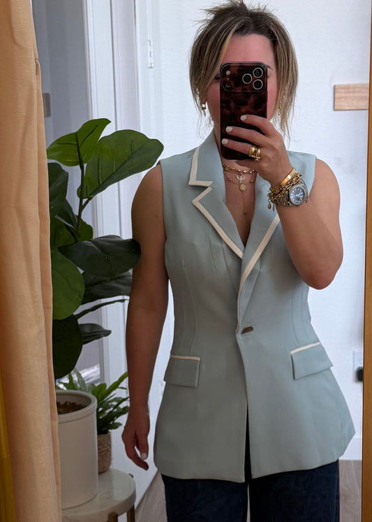Blue Fitted Vest